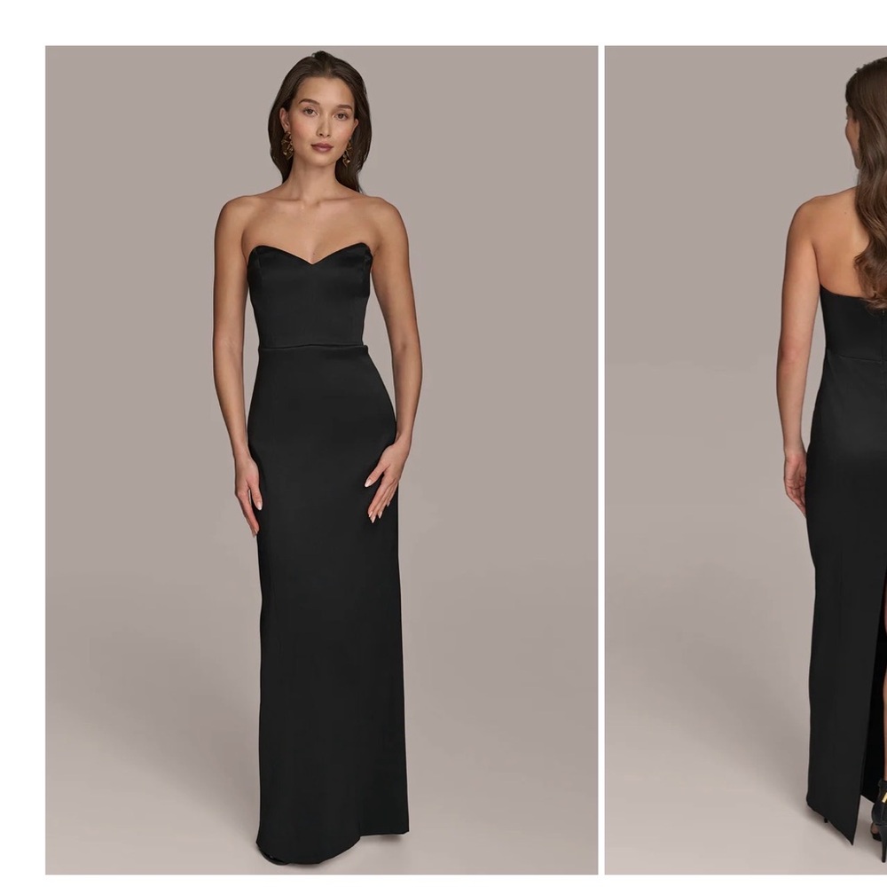 Donna Karan Strapless Black Evening Gown